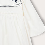 Dress with collar and embroidery - beige