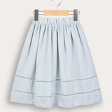 Skirt with crochet ribbons - blue