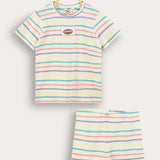 Striped Rib Pajama Set - Colorful