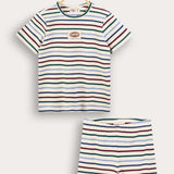 Striped Rivet Pajama Set - Blue