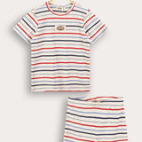 Striped Rivet Pajama Set - Red