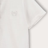 Waffle shirt with embroidered emblem - cream