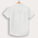 Button-down shirt with embroidered emblem - cream