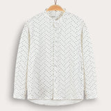 Button-down shirt with Chinese collar - black