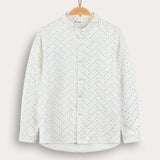 Button-down shirt with Chinese collar - beige