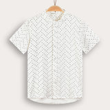 Geometric print button-down shirt - black