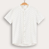 Geometric print button-down shirt - beige