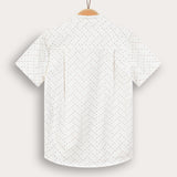 Geometric print button-down shirt - beige