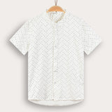 Geometric print button-down shirt - blue