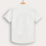 Geometric print button-down shirt - blue