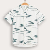 Abstract Print Button-Down Shirt - Turquoise