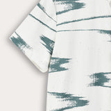 Abstract Print Button-Down Shirt - Turquoise
