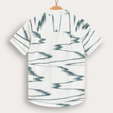Abstract Print Button-Down Shirt - Turquoise