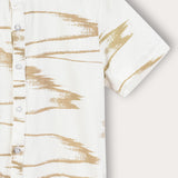 Abstract Print Button-Down Shirt - Beige