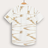 Abstract Print Button-Down Shirt - Beige
