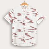 Abstract Print Button-Down Shirt - Berry