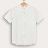 Button-down shirt with Chinese collar - cream