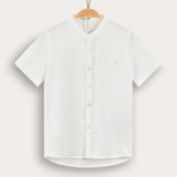 Button-down shirt with Chinese collar - cream and black