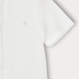 Button-down shirt with Chinese collar - cream and black