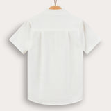 Button-down shirt with Chinese collar - cream and black