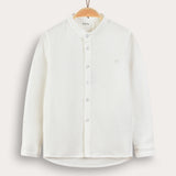 Button-down shirt with Chinese collar - cream and black