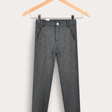 Long textured pants - black