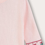 Knitted shirt with floral decoration - pink