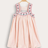 Strappy sarafan with gathers - pink