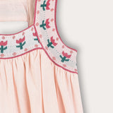 Strappy sarafan with gathers - pink