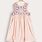 Strappy sarafan with gathers - pink