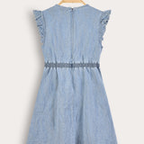Denim saree with muslin - light blue
