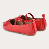 Ballerina Flats with Strap - Red