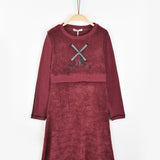 Velvet dress with windmill - Bordeaux