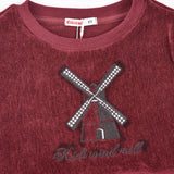 Velvet dress with windmill - Bordeaux