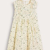 Floral sarafan with gathers - cream