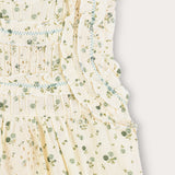 Floral sarafan with gathers - cream