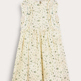 Floral sarafan with gathers - cream