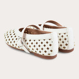 Perforated and studded doll shoes - ivory