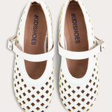Perforated and studded doll shoes - ivory