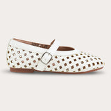 Perforated and studded doll shoes - ivory