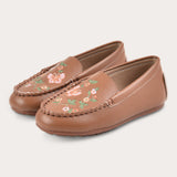 Embroidered moccasin shoes - brown