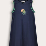 Ribbed hooded sundress - Navy