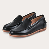 Boat shoes with embroidery - black