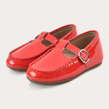 Moccasin shoes with buckle - red