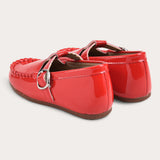 Moccasin shoes with buckle - red