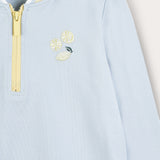 Shirt with zipper extension rib - light blue