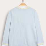 Shirt with zipper extension rib - light blue