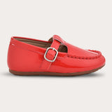 Moccasin shoes with buckle - red