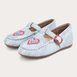 Moccasin shoes with buckle - light blue