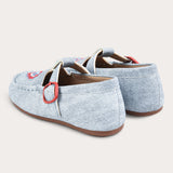 Moccasin shoes with buckle - light blue